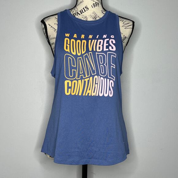 Nike MEDIUM Dry-Fit Warning Good Vibes Can Be Contagious Athletic Tank Top - Picture 11 of 11